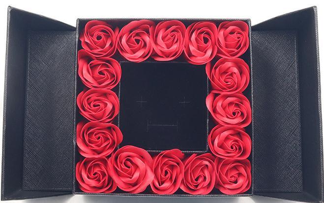 Secret 16 Roses – Double Door Jewelry Box Valentine's Day Bow Gift Box Necklace Locket