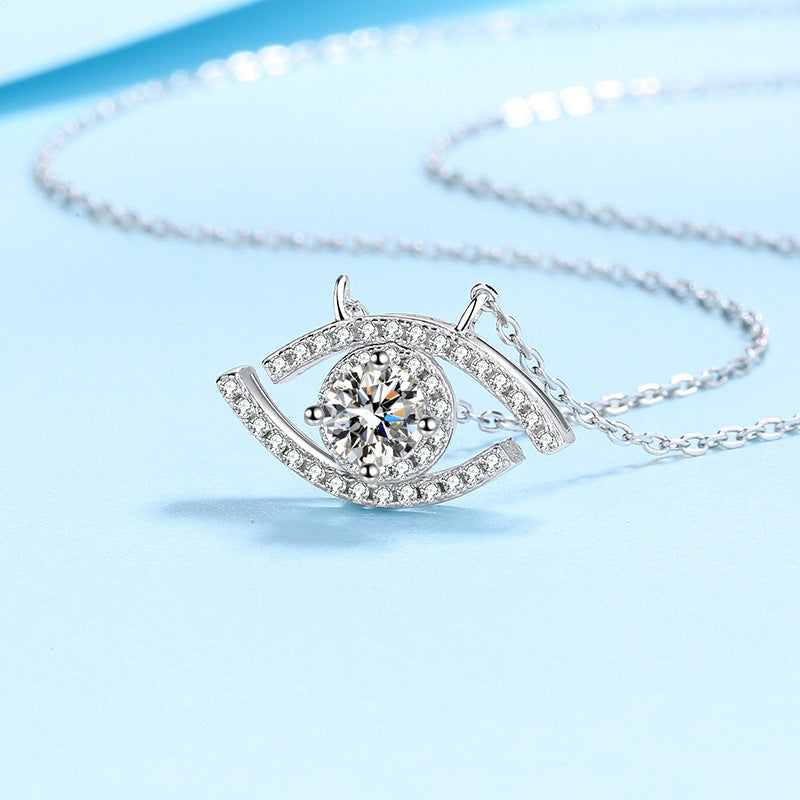S925 Sterling Silver Evil Eye Moissanite Necklace – Protection Meets Elegance