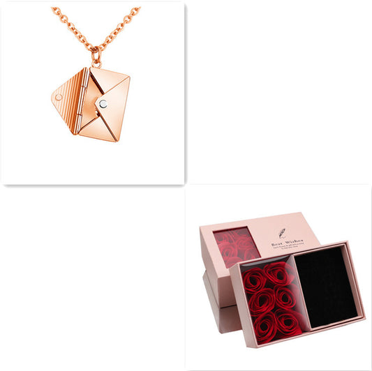 Wrapped in Words - Envelop Necklace Women Lover Letter Pendant