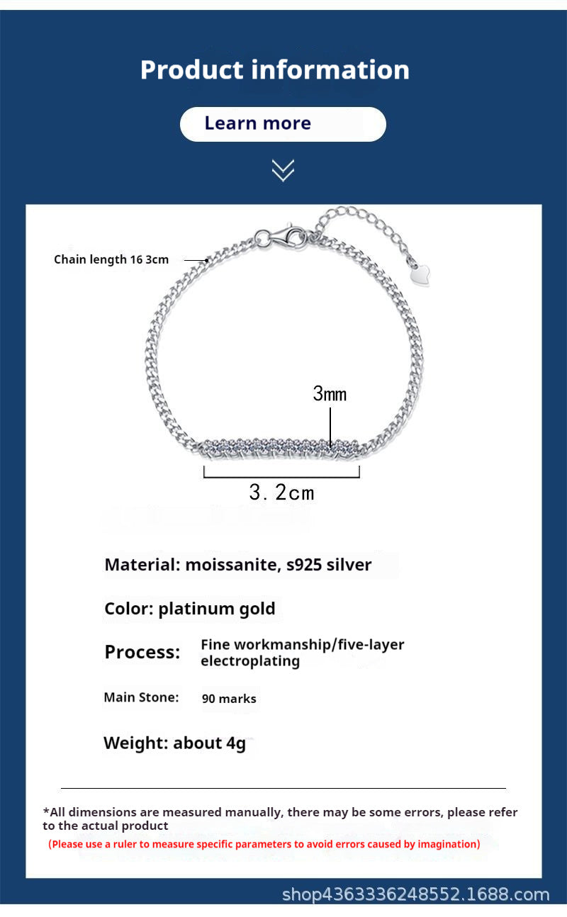 Soul Link – S925 Sterling Silver Cuban Moissanite Bracelet – Dazzling Luxury for Every Occasion