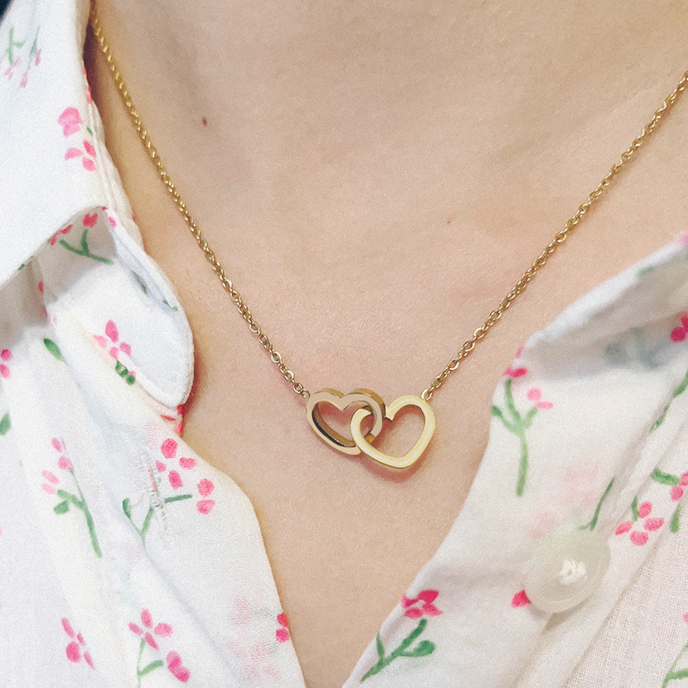 You & Me - Custom Name Necklace Personalized Double Heart Forever Personalized Name Necklace With 2 Names For Women
