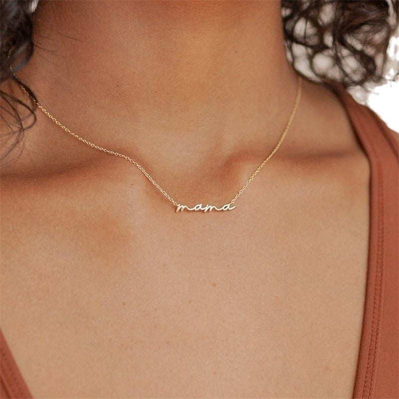 Mama’s Heart – Mini Clavicle Letter Necklace