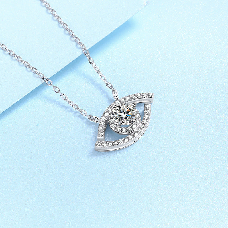S925 Sterling Silver Evil Eye Moissanite Necklace – Protection Meets Elegance