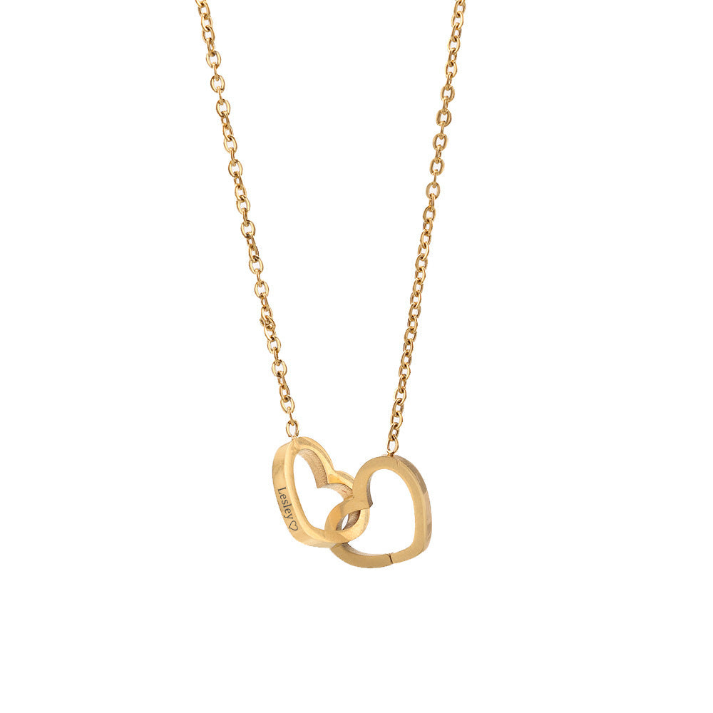 You & Me - Custom Name Necklace Personalized Double Heart Forever Personalized Name Necklace With 2 Names For Women